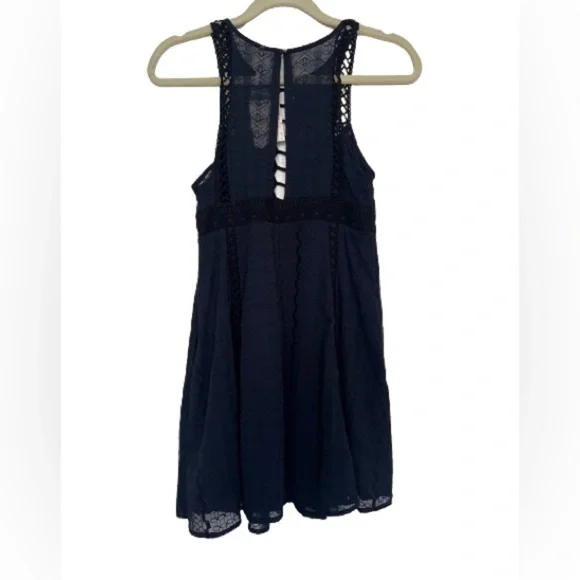 NWT Free People Wherever You Go Navy Lace Mini Dress. Size 2 - Picture 6 of 8
